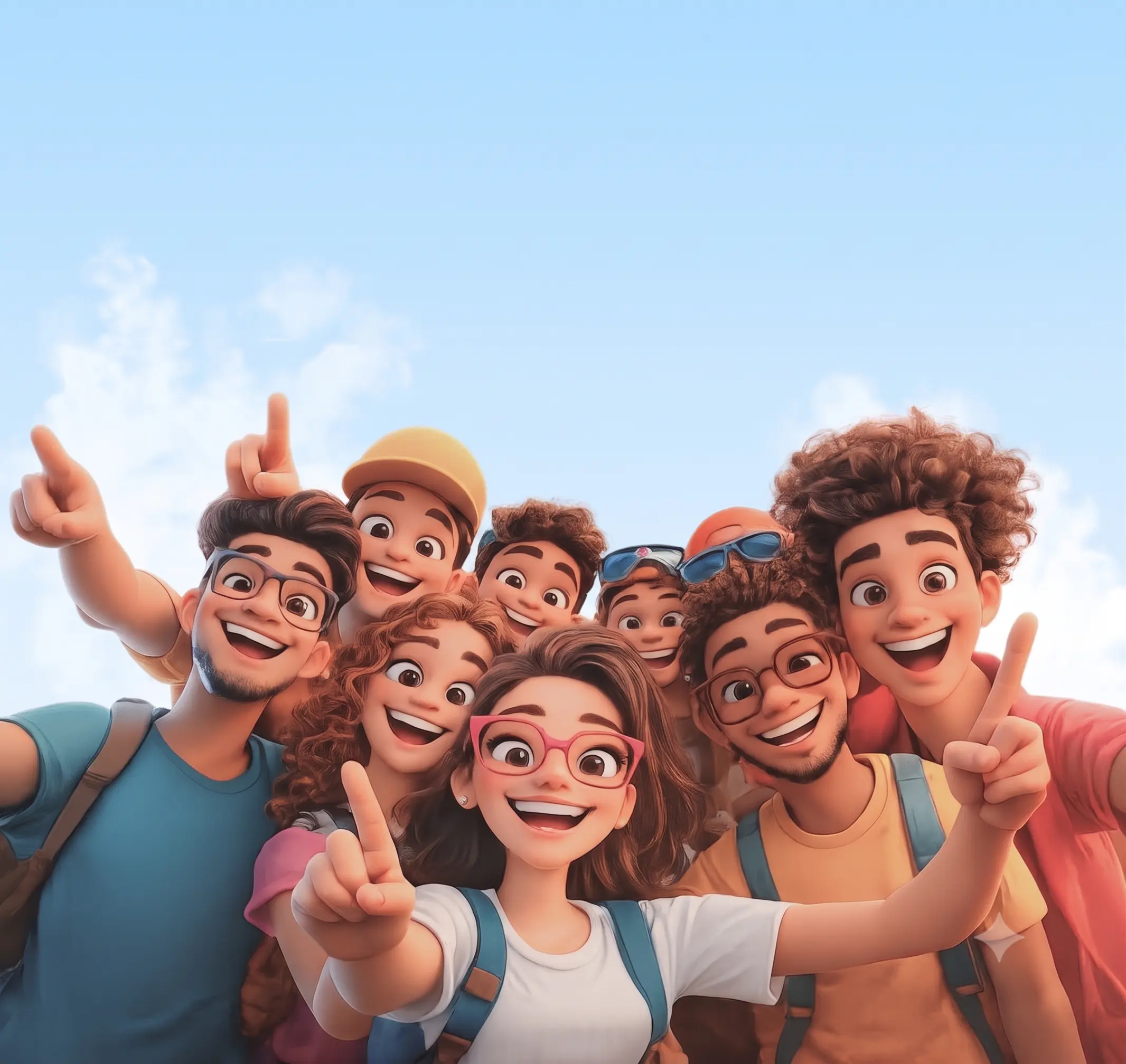 Joyful students taking a selfie together